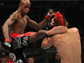 Walel Watson lands a head kick on Joseph Sandoval during their bout at UFC on Versus 6 on October 1, 2011. (photo courtesy of Josh Hedges/Zuffa LLC)