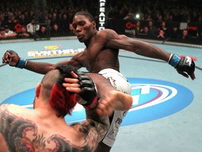 Anthony Johnson, shown here landing a kick on Dan Hardy in March, moves up to middleweight for the first time to challenge Vitor Belfort in the co-main event of UFC 142. (Photo by Josh Hedges/Zuffa LLC/Zuffa LLC via Getty Images)