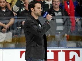 Kelowna native and one-time Canucks draft pick Chad Brownlee singing O Canada at the Air Canada Centre prior to a Leafs game last Thursday.