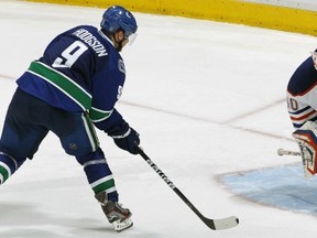 Cody Hodgson scores the winning shootout goal on Tuesday night.