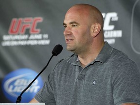 UFC President Dana White addresses the media at the UFC 131 press conference at Robson Square in Vancouver. (Photo courtesy of Josh Hedges/Zuffa LLC/Zuffa LLC via Getty Images)