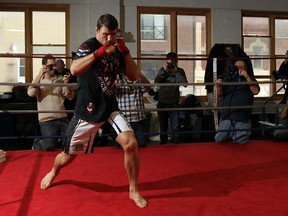 CHICAGO, IL - JANUARY 25:  Michael Bisping works out for the media during the UFC on FOX open workouts at the Chicago Boxing Club on January 25, 2012 in Chicago, Illinois.  (Photo by Josh Hedges/Zuffa LLC/Zuffa LLC via Getty Images)