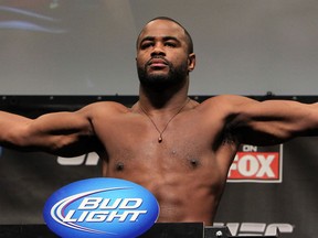 CHICAGO, IL - JANUARY 27: Rashad Evans weighs in during the UFC on FOX official weigh in at the Chicago Theatre on January 27, 2012 in Chicago, Illinois. (Photo by Josh Hedges/Zuffa LLC/Zuffa LLC via Getty Images)