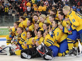 Sweden wins women's ice hockey gold at the 2012 Innsbruck Winter Youth Olympic Games. Photo: Iuliia Vynokurova