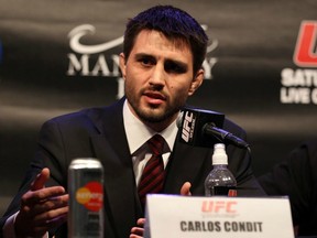 LAS VEGAS, NV - FEBRUARY 02: Carlos Condit attends the UFC 143 final pre-fight press conference at the Mandalay Bay Hotel & Casino on February 2, 2012 in Las Vegas, United States. (Photo by Josh Hedges/Zuffa LLC/Zuffa LLC via Getty Images)