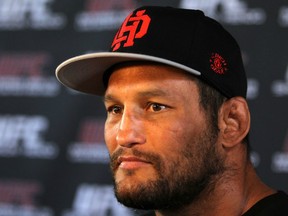 SAN JOSE, CA - NOVEMBER 16:  Dan Henderson answers questions from the media during the UFC 139 open workouts at the Heroes Martial Arts Gym on November 16, 2011 in San Jose, California.  (Photo by Josh Hedges/Zuffa LLC/Zuffa LLC via Getty Images)