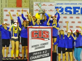 The UBC women's swim team proved itself to be the most dominant in the history of the CIS national championships. (James Hajjar, CIS)