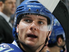 VANCOUVER — Canucks centre Cody Hodgson takes a breather on Jan. 21 against San Jose. On Monday, the versatile forward again proved his worth in a shootout win over Phoenix. (Photo by Jeff Vinnick/NHLI via Getty Images).