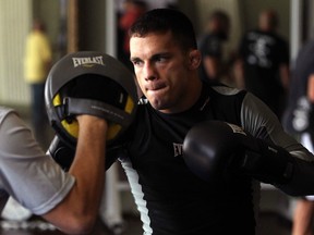 NEW ORLEANS, LA - SEPTEMBER 15:  Jake Ellenberger works out for the media at the UFC open workouts at the New Orleans Athletic Club on September 15, 2011 in New Orleans, Louisiana.  (Photo by Josh Hedges/Zuffa LLC/Zuffa LLC via Getty Images)