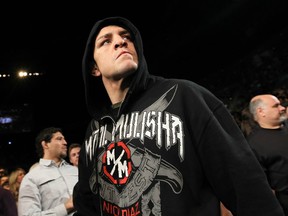 LAS VEGAS - FEBRUARY 04: Nick Diaz makes his way to the Octagon for his fight with Carlos Condit during the UFC 143 event at Mandalay Bay Events Center on February 4, 2012 in Las Vegas, Nevada. (Photo by Nick Laham/Zuffa LLC/Zuffa LLC via Getty Images)