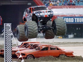 'Outlaw' clears a hurdle during the Monster Truck Monster Jam show at BC Place in 2006 show. (Arlen Redekop/PNG FILES)
