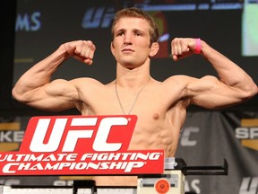 LAS VEGAS, NV - DECEMBER 02:  TJ Dillashaw weighs in at the official weigh-in for The Ultimate Fighter 14 Finale at The Palms Casino Resort on December 2, 2011 in Las Vegas, Nevada.  (Photo by Josh Hedges/Zuffa LLC/Zuffa LLC via Getty Images)