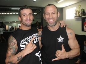 Cristiano Marcello (left) poses for a picture with one of his long-time students and closest friends, "The Axe Murderer" Wanderlei Silva. Marcello is one of the favourites on Season 15 of The Ultimate Fighter. (photo courtesy of Tatame)