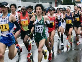 Runners in the 2012 Lake Biwa Mainchuri Marathon in Japan. Photo (c) Helmut Winter