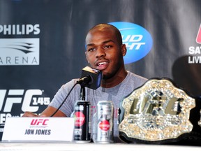 ATLANTA, GA - FEBRUARY 16: Fighter Jon Jones speaks during a press conference promoting UFC 146 at Philips Arena on February 16, 2012 in Atlanta, Georgia. (Photo by Scott Cunningham/Getty Images)