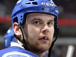 VANCOUVER — Zack Kassian checks out the action March 6 against Dallas. The Canucks winger will play on the fourth line Wednesday against Phoenix. (Photo by Jeff Vinnick/NHL/Vancouver Canucks).