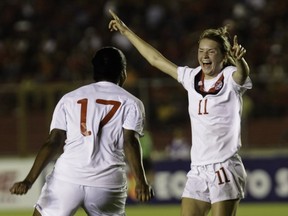 Surrey's Jenna Richardson helped Canada qualify for the FIFA U-20 Women's World Cup later this summer. (STR/AFP/Getty Images)