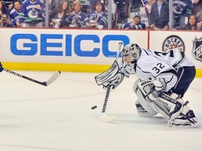 The Vancouver Canucks' Daniel Sedin sees his breakaway shot turned away by Los Angeles Kings goalie Jonathan Quick during the second period of Game 5 of the first round that Canucks went on to lose, fortunately for B.C. students. (Ian Lindsay/PNG FILES)