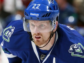 VANCOUVER — Daniel Sedin practised with the Canucks on Monday and is expected to play in Game 1 of the Western Conference quarterfinal series on Wednesday against the Los Angeles Kings. (Photo by Jeff Vinnick/NHLI/Vancouver Canucks).