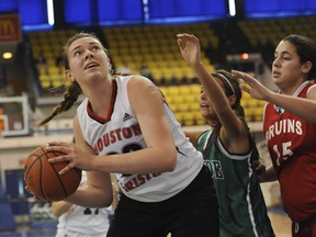 Houston Christian's Ruth Hamblin looks for a way to the hoop during BC high school all star game last Saturday at UBC. (Jason Payne, PNG)