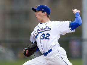 UBC's David Otterman pitched eight shutout innings on Saturday to help lead UBC to a double-header sweep of Concordia in Portland. (Rich Lam, UBC athletics)