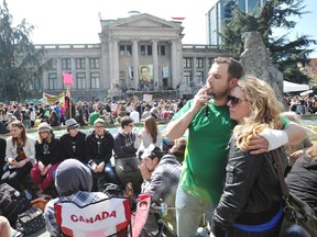 People enjoy Vancouver’s annual 4/20 marijuana freedom rally at the Vancouver Art Gallery on April 20. (Arlen Redekop/PNG FILES)