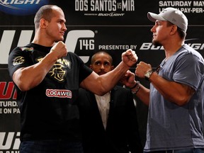UFC heavyweight champion Junior dos Santos (left) defends his title for the first time against two-time former champ Frank Mir Saturday night in the main event of UFC 146. (photo courtesy of UFC)