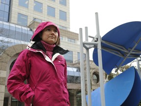 Joely Collins, daughter of singer Phil Collins, joins protesters opposed to smart meters outside B.C. Hydro’s Vancouver office on Feb. 29. (Jenelle Schneider/PNG FILES)
