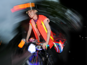 Russell Kramer was among hundreds of people who took part in Friday night's Bike Rave, a rolling party that worked its way around the city, creating noise into the wee hours that disturbed at least some citizens of the city. Go party outside the mayor's home said one. (Steve Bosch/PNG FILES)