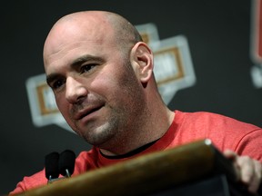 In addition to ripping the Florida Commission, Dana White shared some news on Georges St-Pierre, Brock Lesnar, Rory MacDonald, and the heavyweight rematch between Junior dos Santos and Cain Velasquez on Friday night. (Photo by Jeff Zelevansky/Getty Images)
