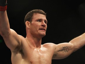 Currently sidelined following knee surgery, UFC middleweight Michael "The Count" Bisping believes he should be the man to face the winner of next month's Anderson Silva-Chael Sonnen rematch. (Photo by Mark Kolbe/Getty Images)