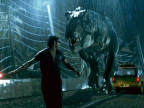 If you're still bummed about the summer rain in Vancouver, at least you're not running away from a T-rex in the rain a la Jeff Goldblum in Jurassic Park. (SCREENGRAB VIA COLLIDER)