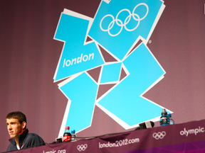 Michael Phelps at an opening press conference in London