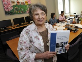 Marcy Cohen, author of a new report about the dearth of home and community health care for seniors in B.C., attends a seniors meeting at the South Vancouver Neighbourhood House where many seniors programs take place. (Jenelle Schneider/PNG FILES)