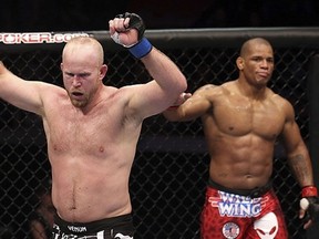 Tim Boetsch (foreground) and Hector Lombard didn't deliver the kind of exciting fight many fans expected from the co-main event of the UFC's Calgary debut.