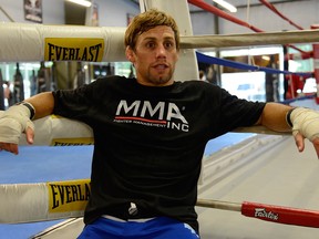 SACRAMENTO, CA - JUNE 26: Urijah Faber relaxing after working out for the media during the Team Alpha Male Media Open Workout at Ultimate Fitness Gym on June 26, 2012 in Sacramento, California. (Photo by Thearon W. Henderson/Getty Images)