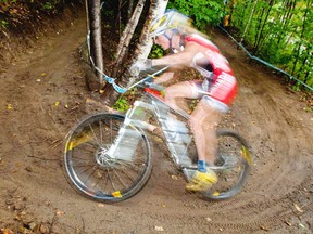 Canadian mountain biker Catharine Pendrel no doubt hopes to be so fast she'll be a blur on the Olympic trails and meet SI's gold medal prediction. CP Photo Sean Kilpatrick