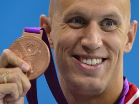Brent Hayden scored a bronze medal in the 100m freestyle final on Wednesday, his first medal in his third Olympics. Getty Images photo.