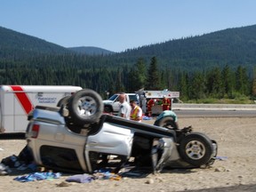 Loss of control on highways, such as with this horrific accident on the Coquihalla in 2009, can lead to injuries and death. (PNG FILES)