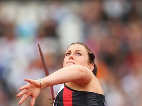 Vancouver's Liz Gleadle is going to Thursday's final in the javelin event at the London Olympics. Getty Images photo.