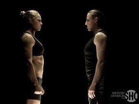Ronda Rousey (left) squares off with Sarah Kaufman for the Strikeforce women's bantamweight title tonight in San Diego. (photo by Esther Lin/Showtime Sports via Strikeforce)