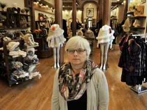 Megan Halprin of Snowflake stands in the store in Vancouver on Aug 21, 2012. Protesters spayed a toxic substance on the floor and windows at the Snowflake Fur store in Vancouver. (Arlen Redekop/PNG FILES)