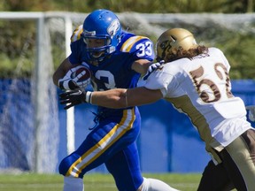 Could the 'Birds find a way to give punishing running back Brandon Deschamps 25 carries on Saturday as Saskatchewan comes calling at T-Bird Stadium? (Bob Frid, UBC athletics)
