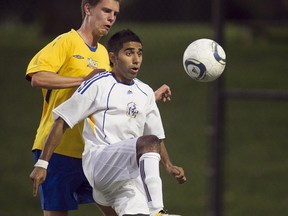 UBC's Gagan Dosanjh (front) is looking to recapture his rookie scoring form this season for the 'Birds. (Bob Frid, UBC athletics)