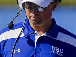 UBC head coach Shawn Olson is still waiting for the sun to shine on his team's fortunes. (Bob Frid, UBC Athletics)