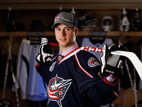 Ryan Murray at the 2012 NHL entry draft in Pittsburgh. Murray plays, er, played, er, will play, for the Columbus Blue Jackets. Getty Images photo.