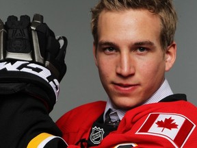 Sven Baertschi had them salivating in the Saddledome when the Swiss winger scored three goals in five games for the Calgary Flames last March on an emergency recall. He makes his Abbotsford Heat debut Friday. (Getty Images via National Hockey League).