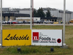 The XL Foods cattle processing plant is shown in Brooks, Alta., on Wednesday, Oct. 10, 2012. Food safety officials are reviewing a report on a pre-inspection of the Alberta beef plant that is closed over E. coli concerns. (CP)