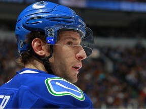 Ryan Kesler took to the UBC ice Monday on his first day of solo rehabbing from offseason shoulder and wrist surgeries. The Vancouver Canucks centre can't stickhandle or shoot yet and needs three more months to fully recover. (Getty Images via National Hockey League).