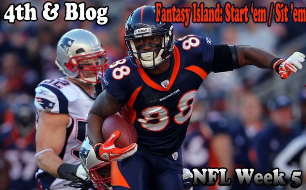 NFL Fantasy Island Week 5 - Start 'em / Sit 'em